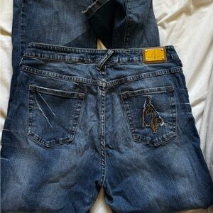 Baby Phat Dark Blue Relaxed Jeans with Gold Accents